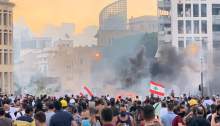 Protest in Martyrs' Square, Beirut 8 August 2020 - picture Tamim al-Masarif via Facebook